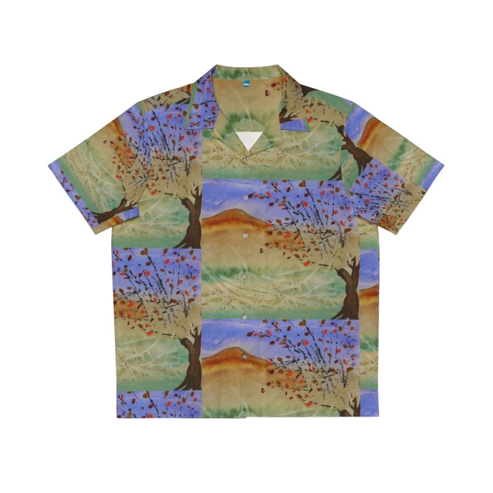 Nature-inspired Hawaiian shirt with autumn landscape