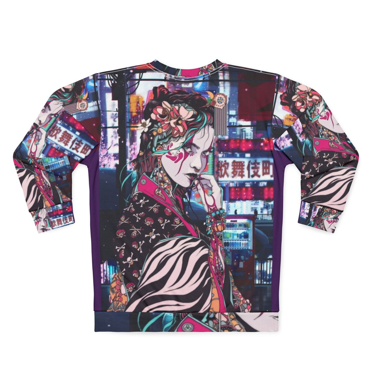 Geisha in Tokyo Sweatshirt - Stylish Japanese Graphic Apparel - Back