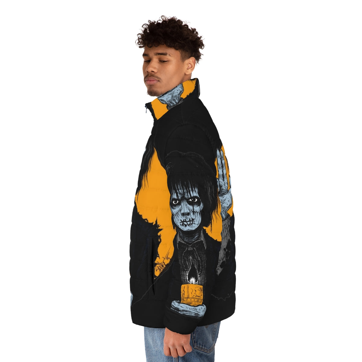 Billy Butcherson Puffer Jacket, Halloween Saints Themed Puffer Jacket - men side left