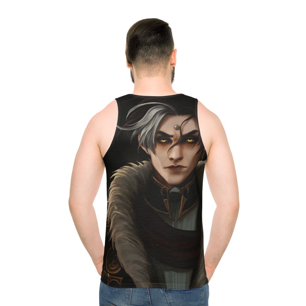 Unisex tank top with Emet Selch design from Final Fantasy XIV Shadowbringers - men back