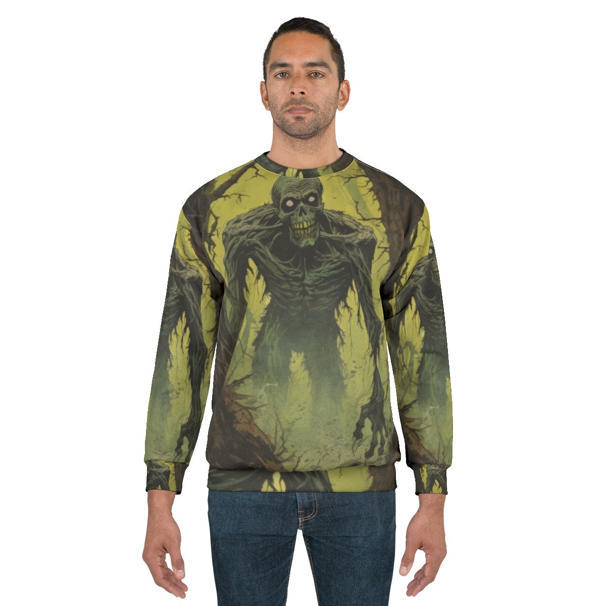 Haunting Zombie Stalker Sweatshirt with Vintage Comic Art Design - men