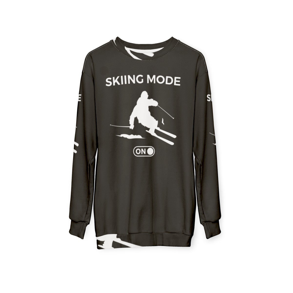 Alpine ski winter sweatshirt with skiing mode on design - hanging