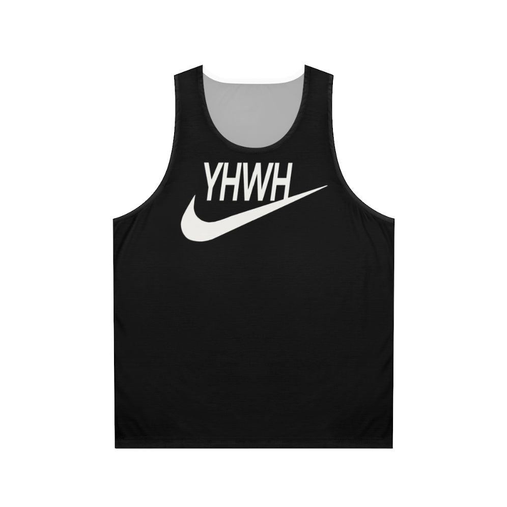 YHWH sports logo Christian unisex tank top