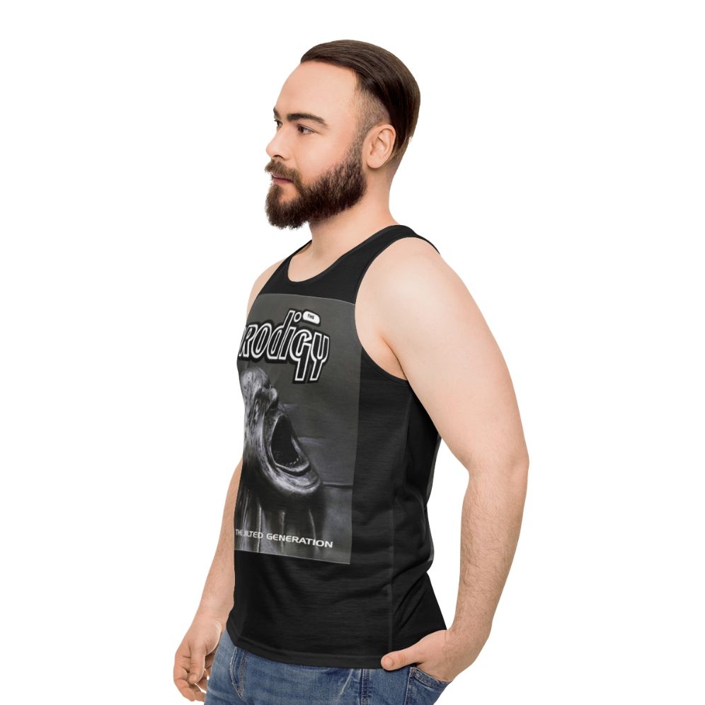 Unisex tank top featuring 90s electronic music design - men side