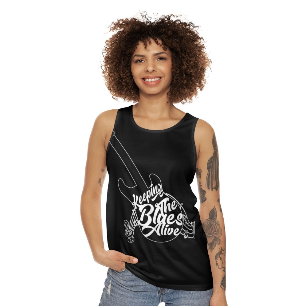 Unisex blues music saxophone lover tank top - women