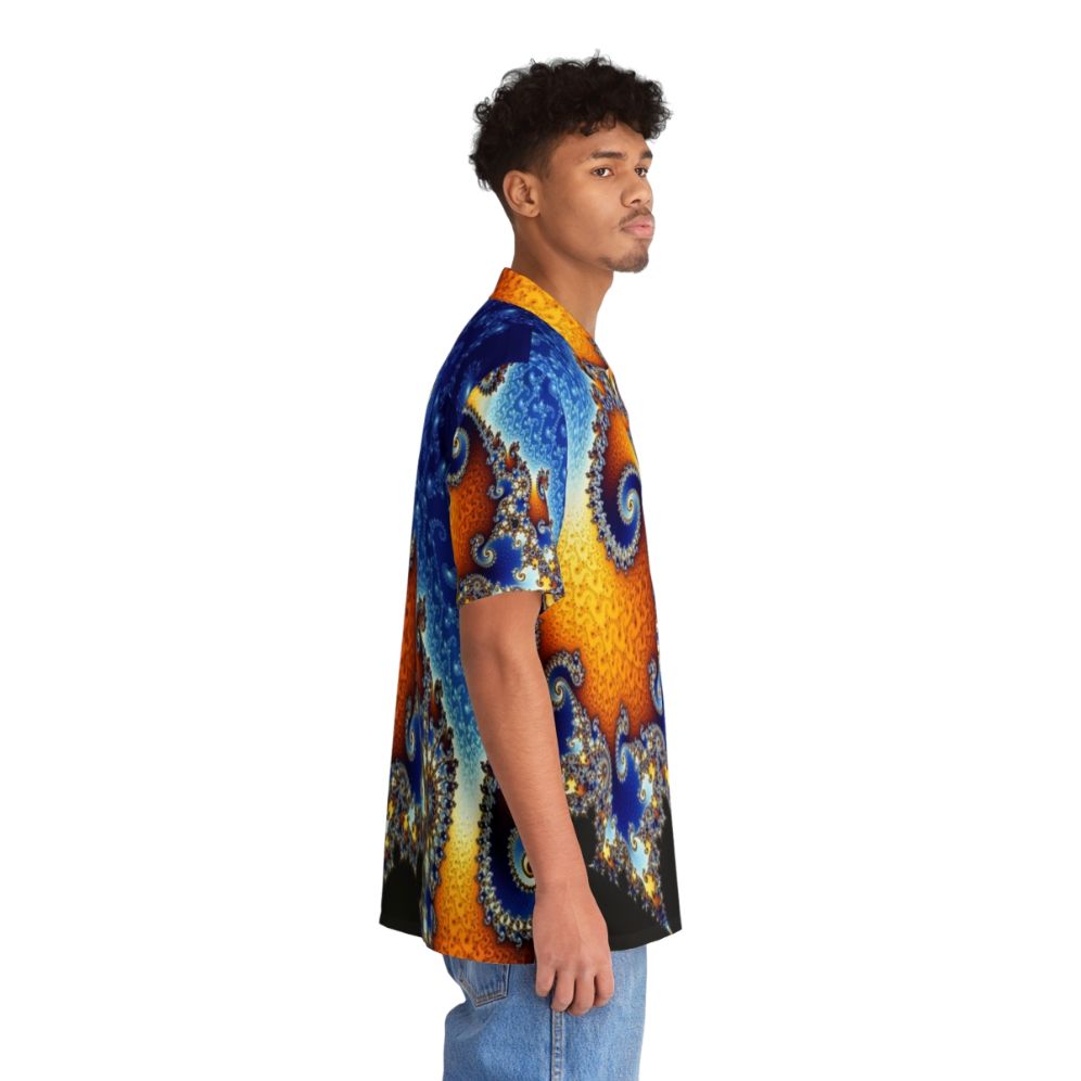 Blue Mandelbrot fractal design on a Hawaiian shirt - People Pight