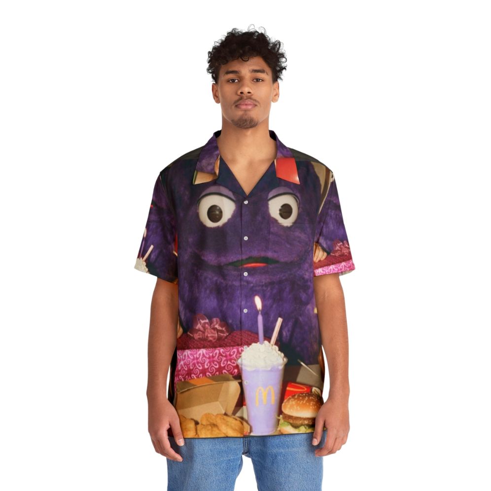 Creepy Grimace Birthday Hawaiian Shirt - People Front