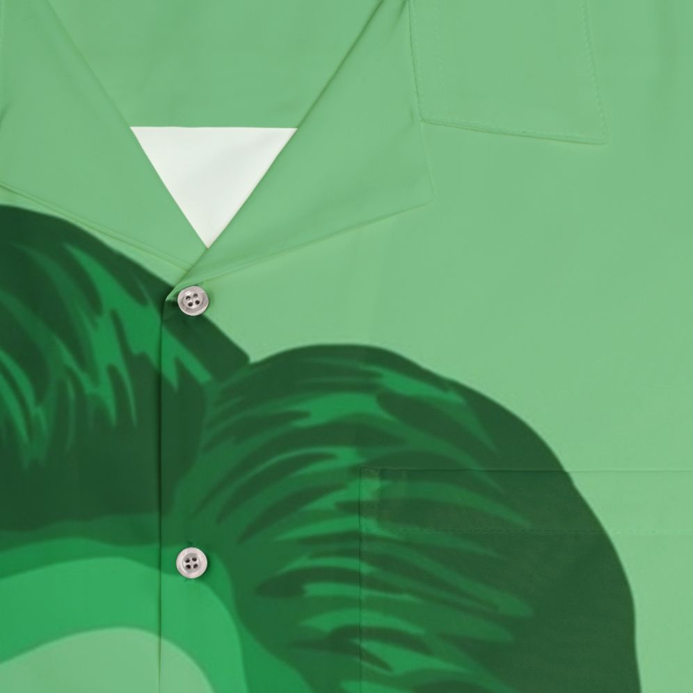 Conan O'Brien Inspired Green Hawaiian Shirt - Pop Art Portrait - Detail