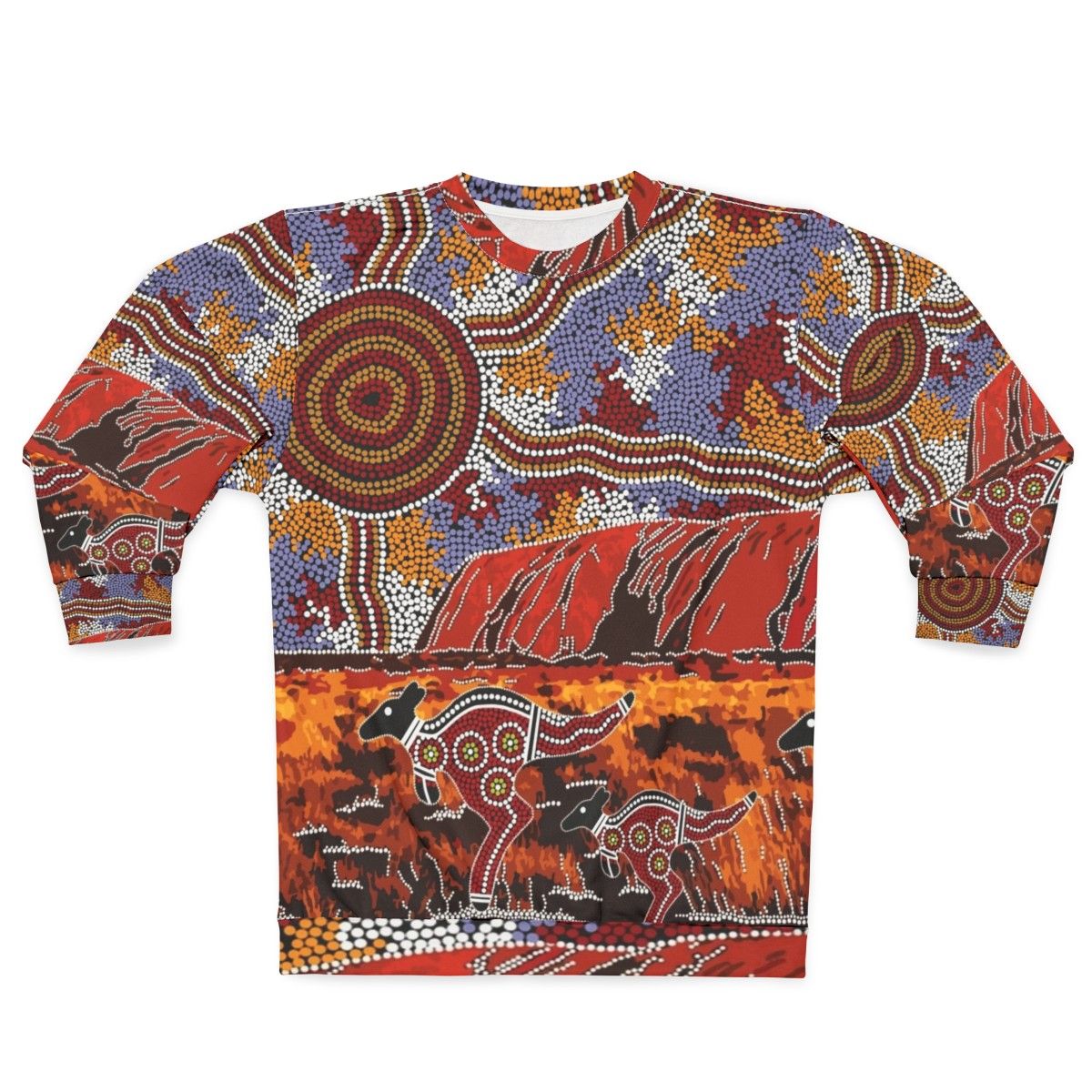 Uluru Ayers Rock inspired Aboriginal art sweatshirt