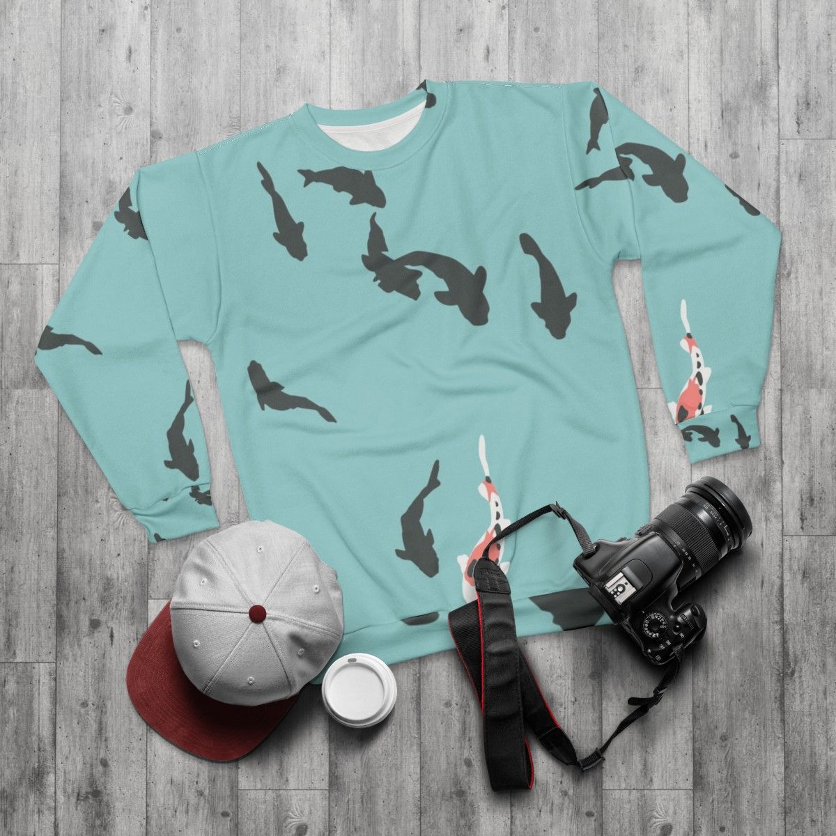 A Silent Voice Koi Fish Sweatshirt with Minimal Anime & Manga Design - flat lay