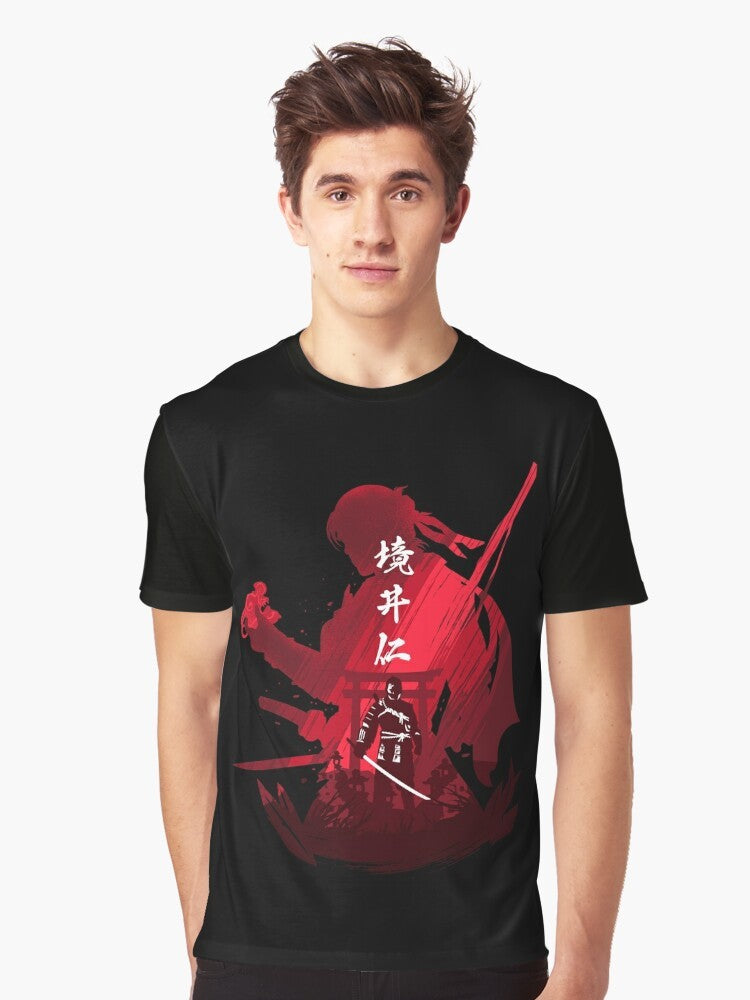 A graphic t-shirt featuring the legendary samurai Jin Sakai from the video game Ghost of Tsushima. - Men