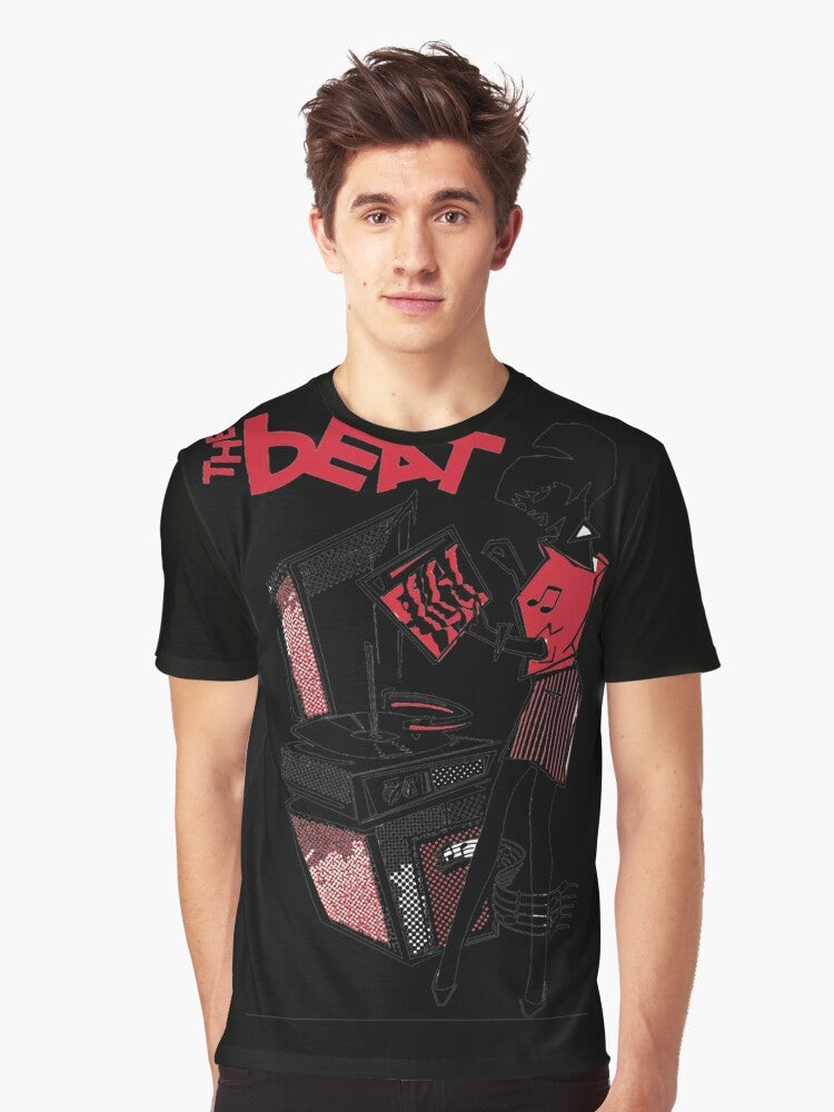 Vintage-style graphic t-shirt featuring "The Beat" text and retro ska music design - Men