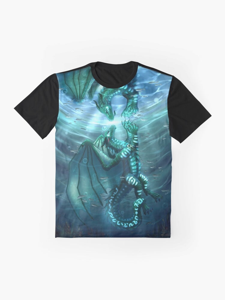 Wings of Fire Fathom and Turtle Graphic T-Shirt featuring sea dragon characters - Flat lay