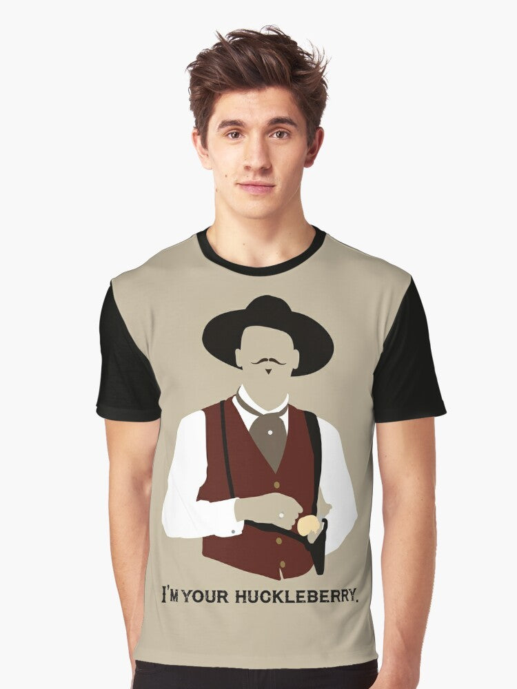 Graphic t-shirt featuring the iconic "I'm your huckleberry" quote from the movie Tombstone. - Men