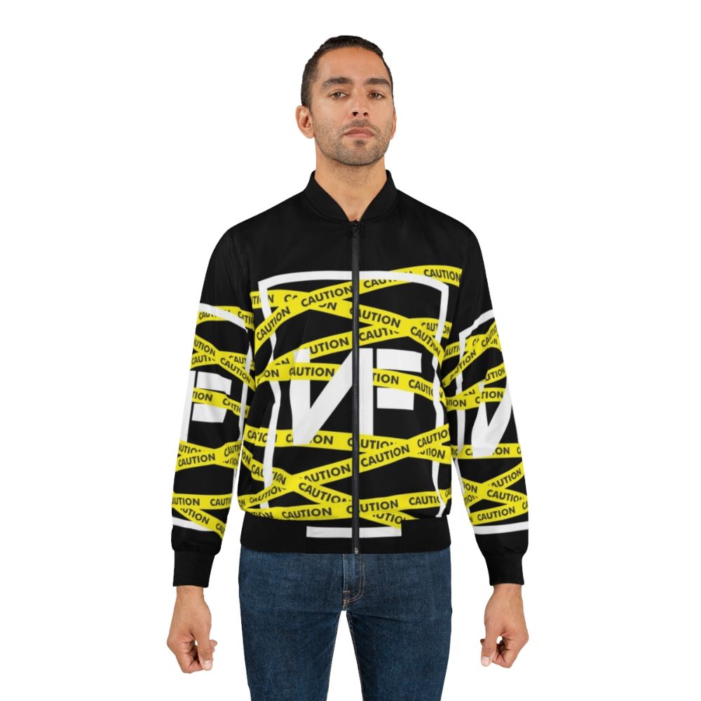 NF CAUTION Bomber Jacket featuring the NF logo and Caution design - Lifestyle