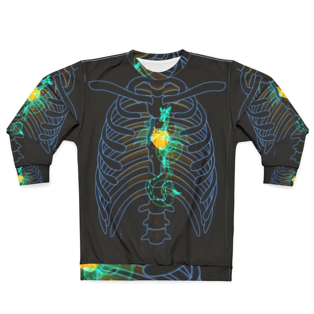 Glowing skeletal dragon design on sweatshirt