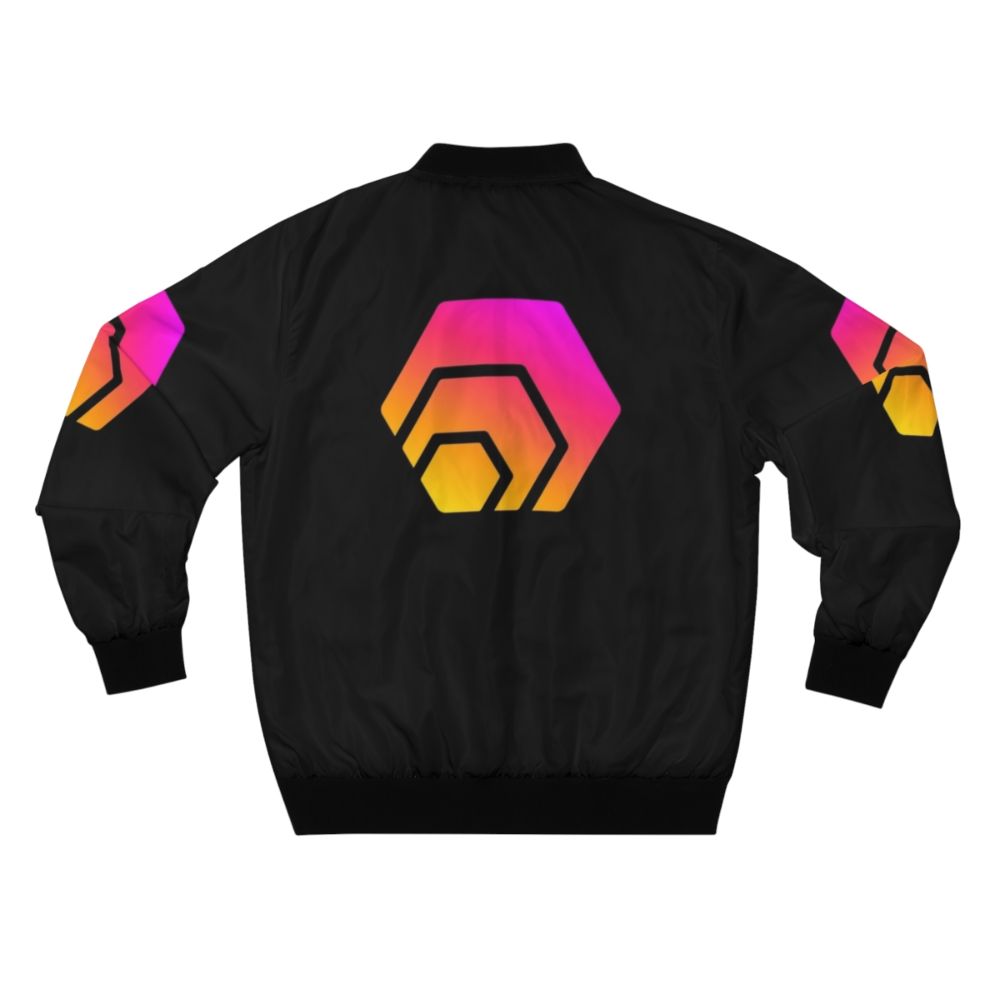 HEX Crypto Blockchain Bomber Jacket with Hexagonal Logo - Back