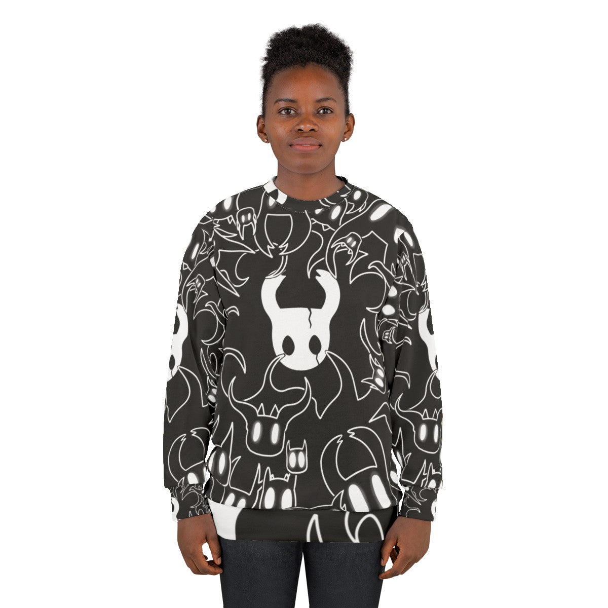 Hollow Knight doodle inspired sweatshirt with indie game artwork - women