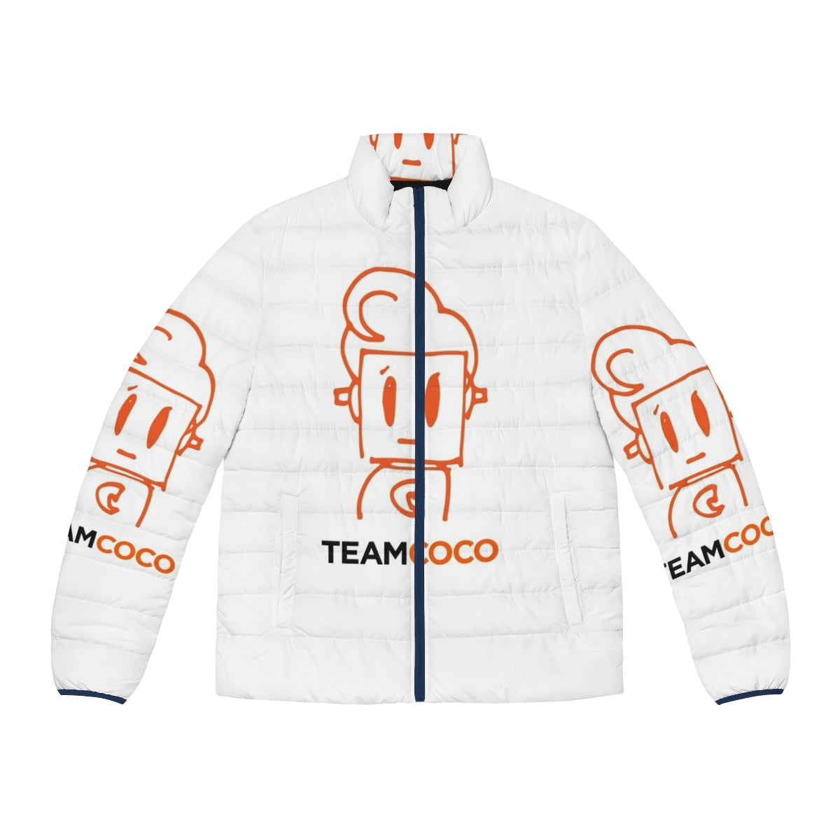 Coco Robot Doodle Puffer Jacket featuring Conan O'Brien's iconic comedy designs