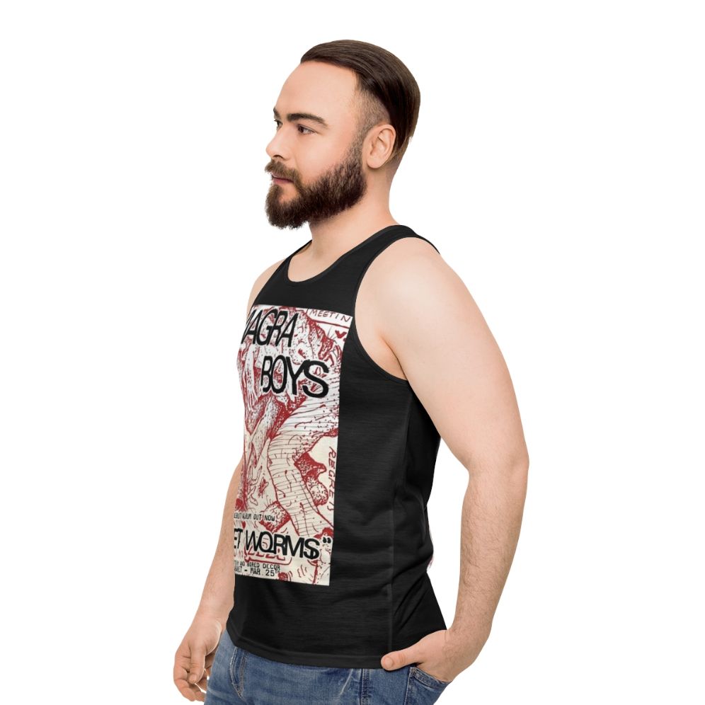 Unisex tank top featuring Viagra Boys street worms design - men side