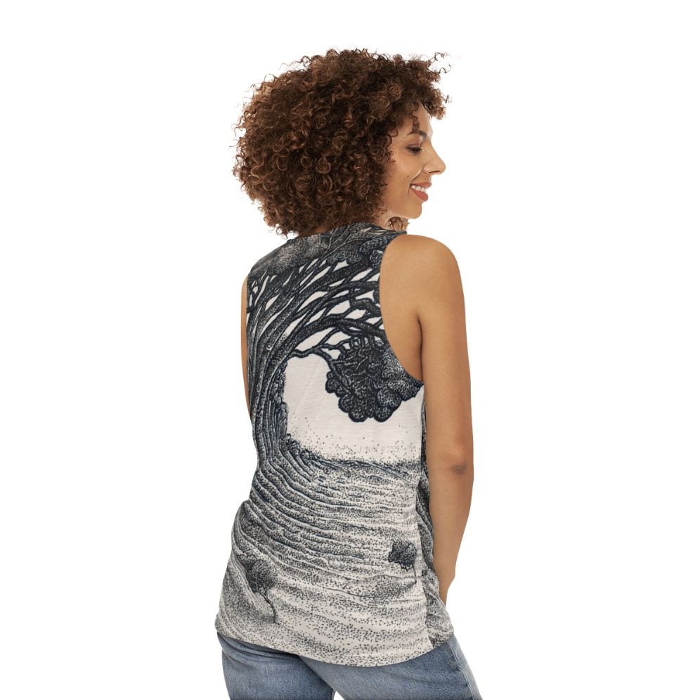 Eco-Friendly Unisex Tree Wave Tank Top - women back