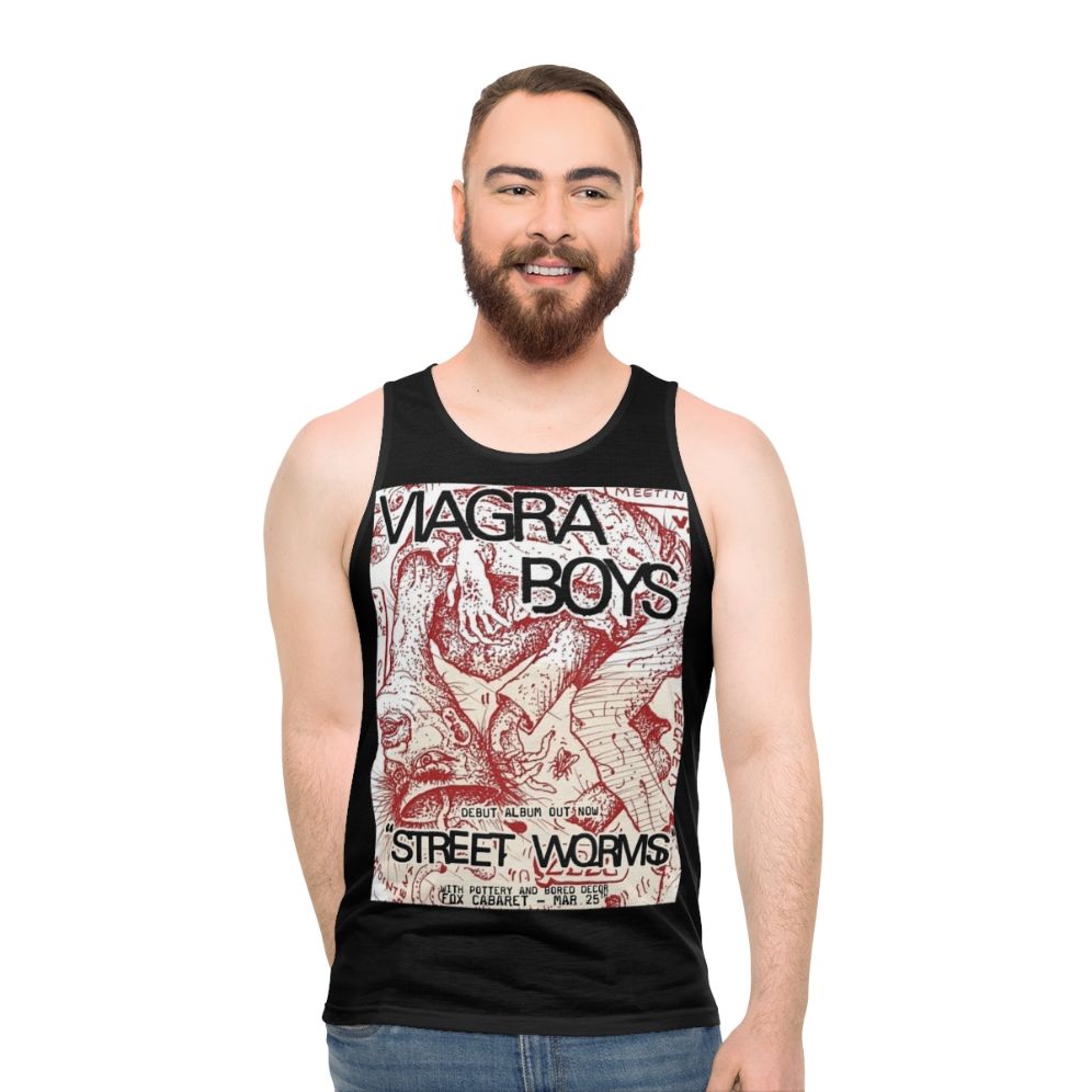 Unisex tank top featuring Viagra Boys street worms design - men