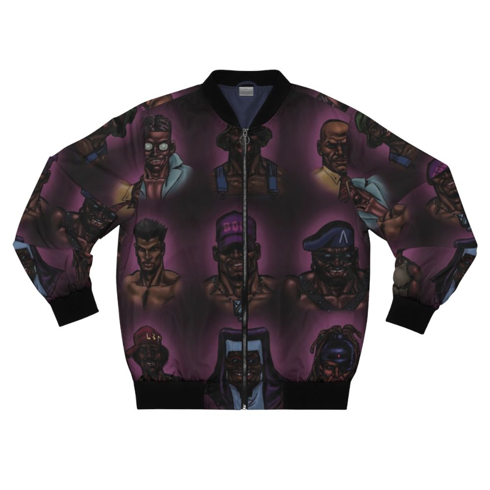 African American comic art design on a bomber jacket