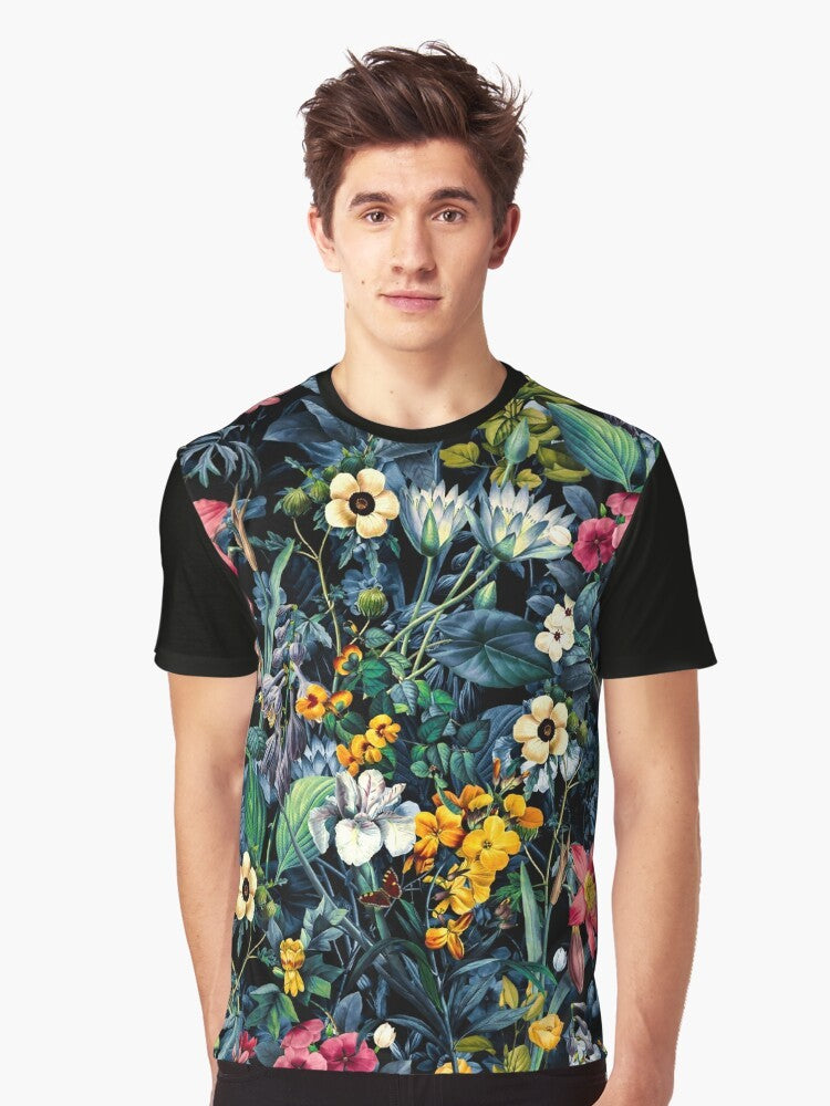 Exotic garden botanical graphic design on a t-shirt - Men