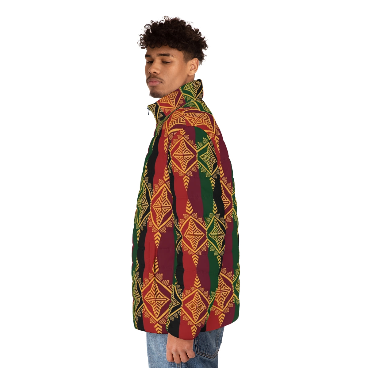 Ethnic Filipino Tribal Pattern Inaul Puffer Jacket - men side left