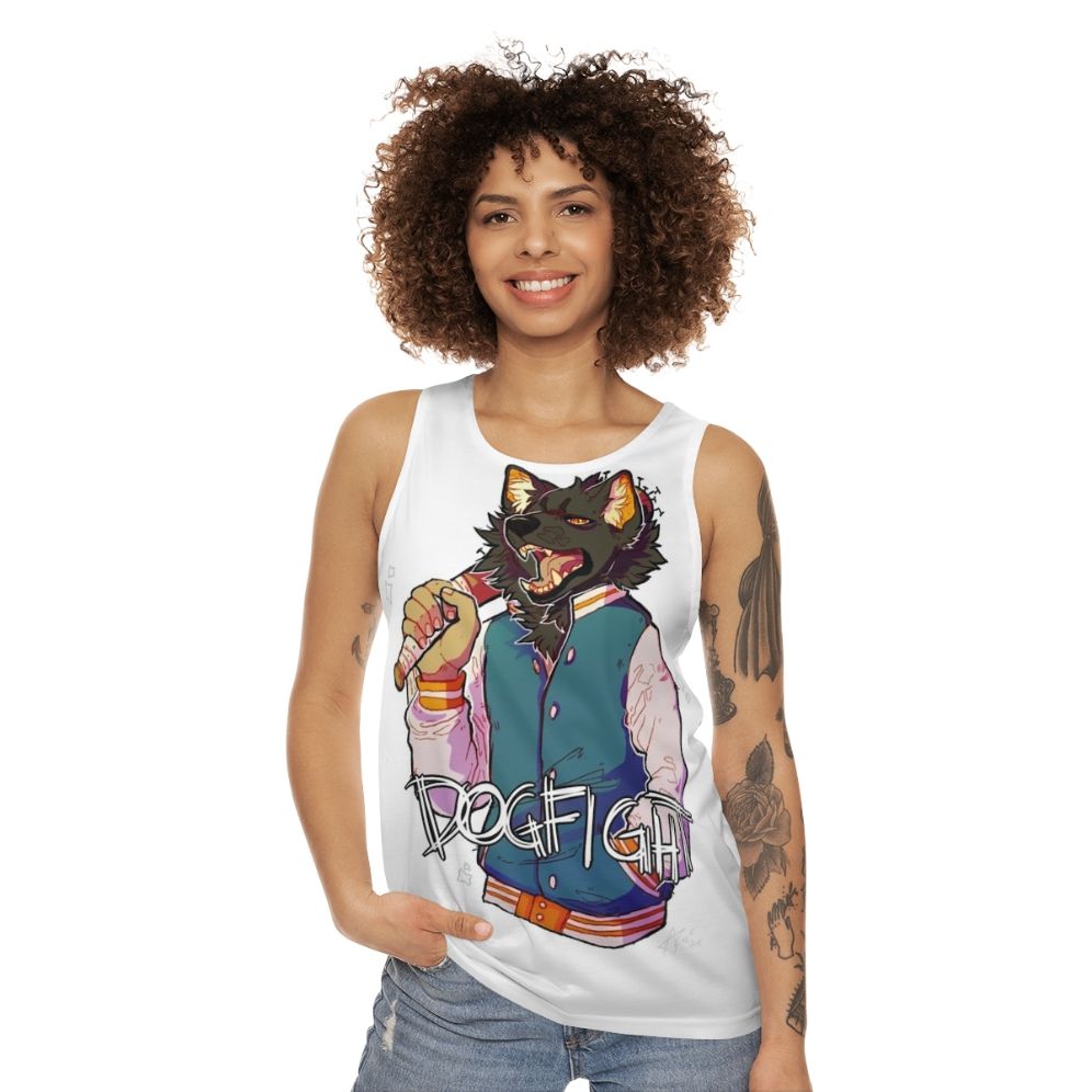 Anthropomorphic dog unisex tank top - women