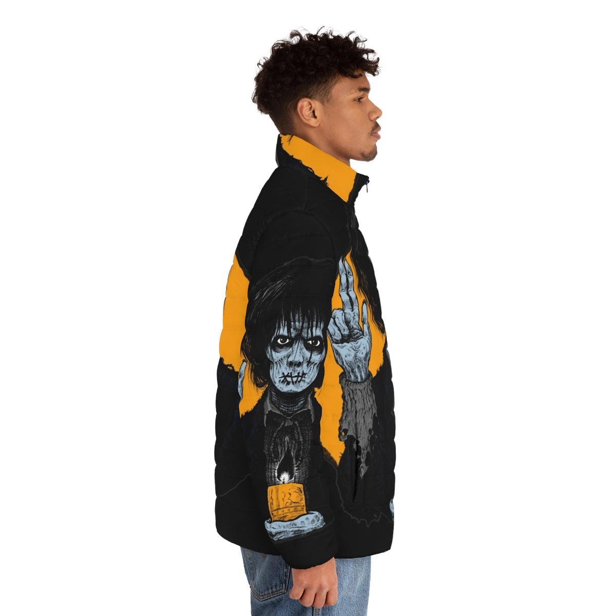 Billy Butcherson Puffer Jacket, Halloween Saints Themed Puffer Jacket - men side right