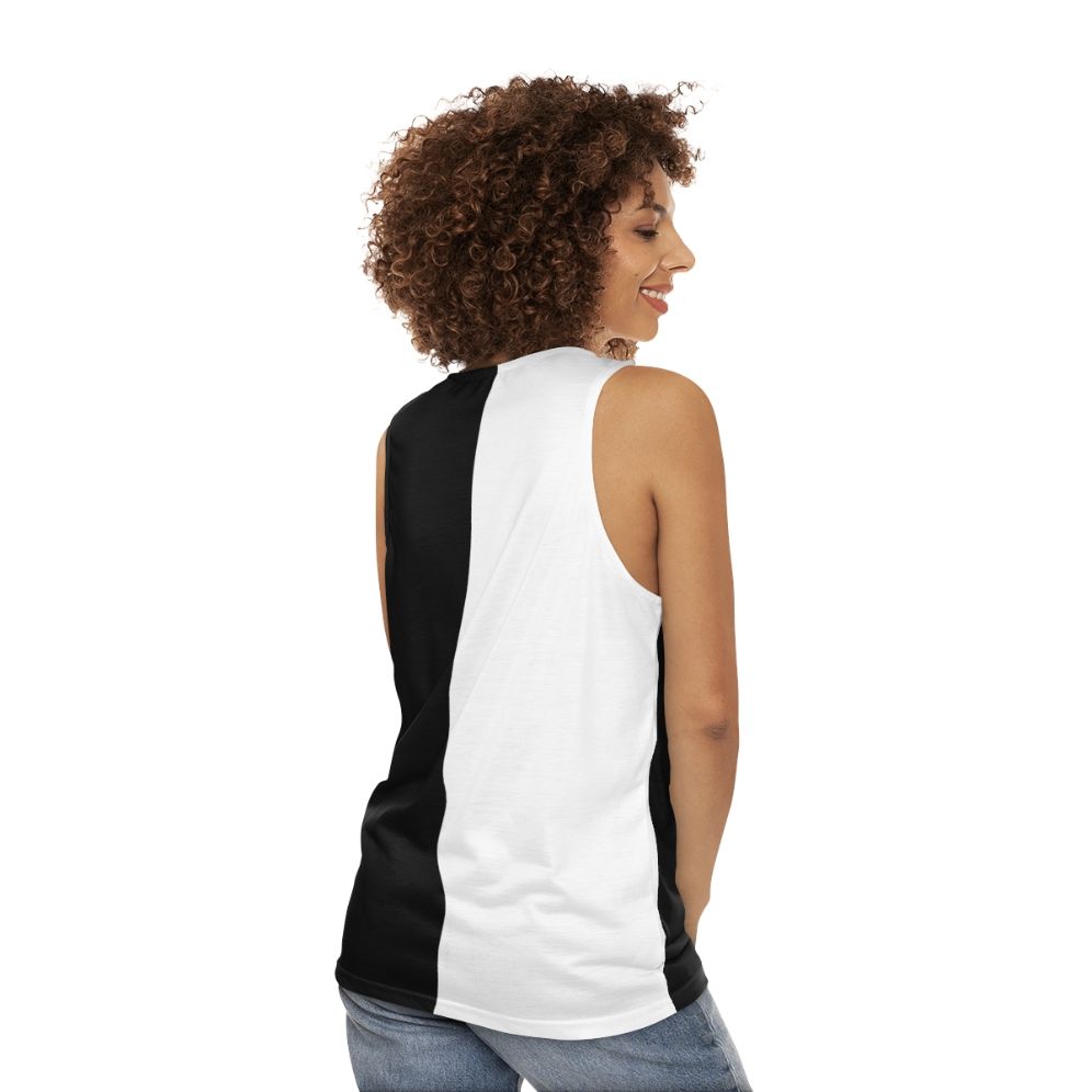 Monochrome half black half white unisex tank top - women back