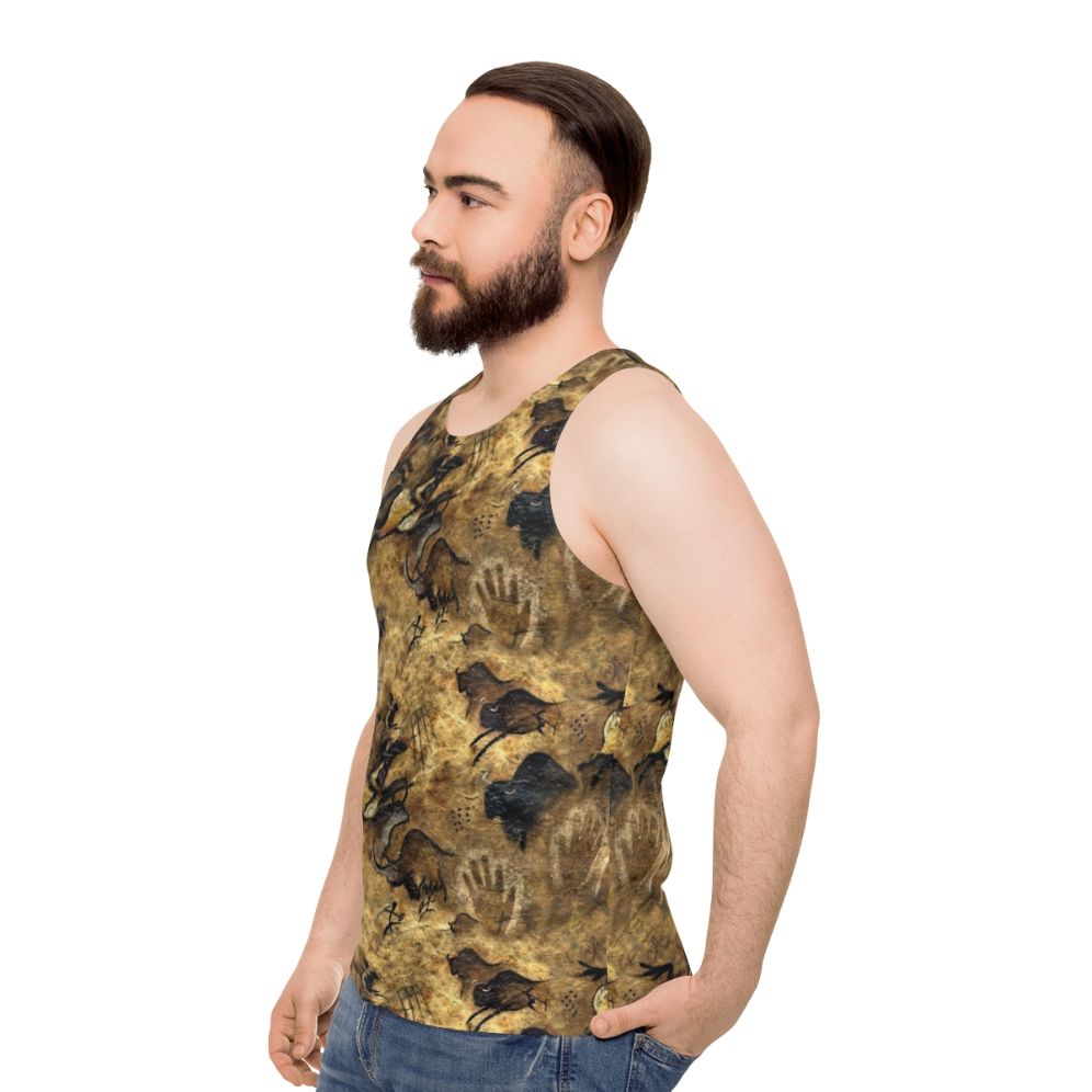 Prehistoric cave painting-inspired unisex tank top - men side