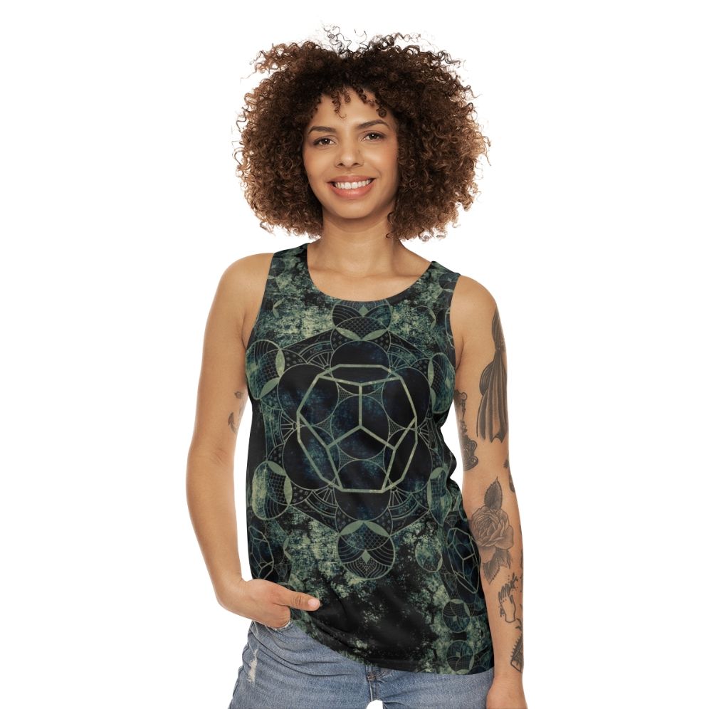 Sacred geometry mandala design on unisex tank top - women