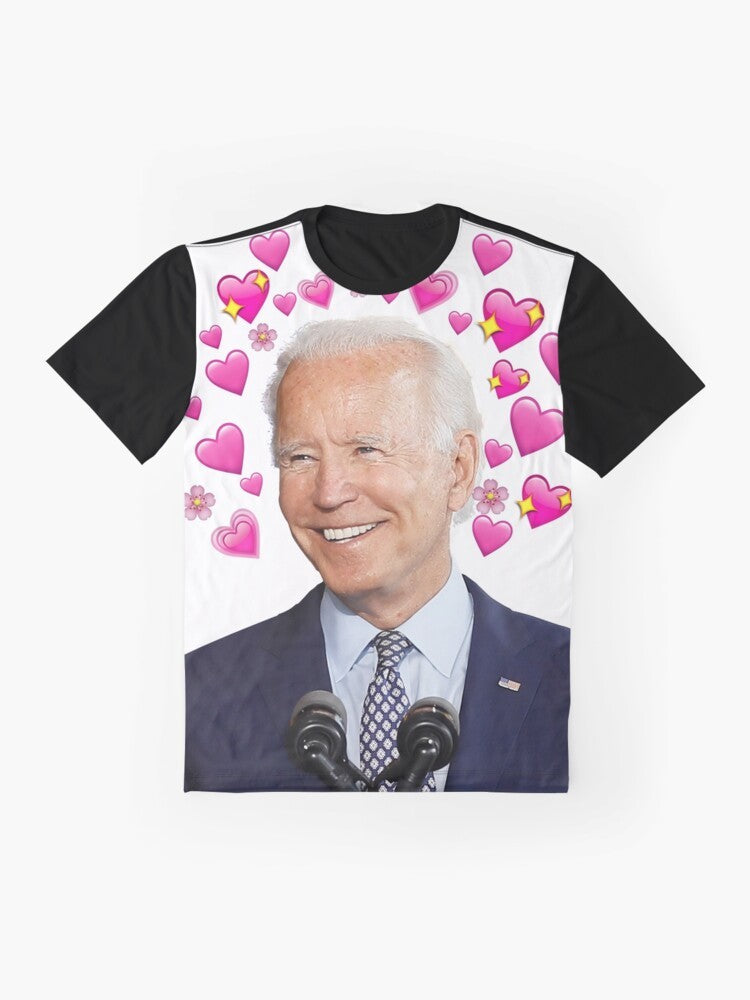 Cute and humorous graphic t-shirt featuring Joe Biden, the 46th President of the United States. - Flat lay