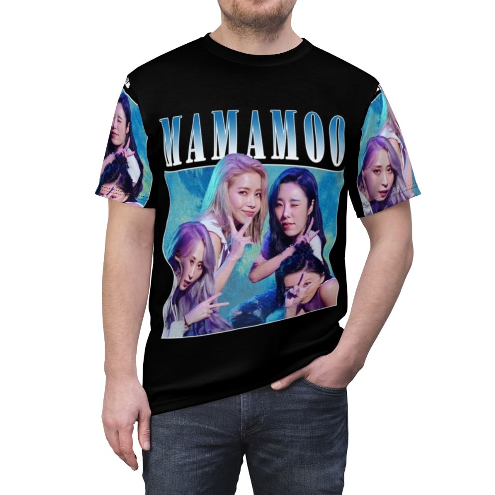 Mamamoo inspired retro-styled t-shirt with vintage kpop graphics - men front