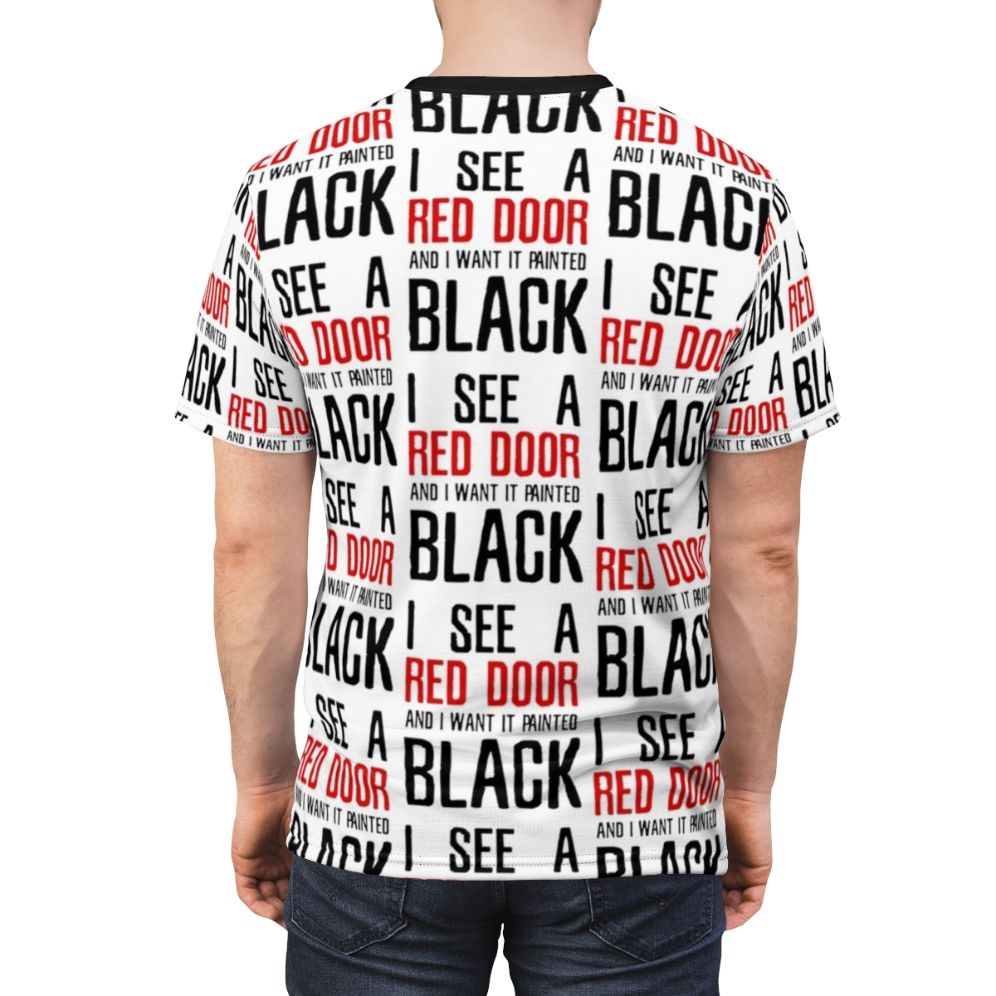 Classic rock t-shirt with The Rolling Stones "Paint It Black" lyrics - men back