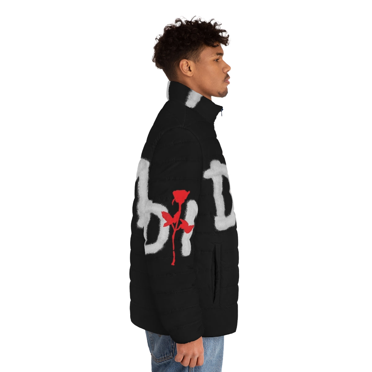 Depeche Mode Pablho Puffer Jacket featuring the iconic Depeche Mode logo - men side right