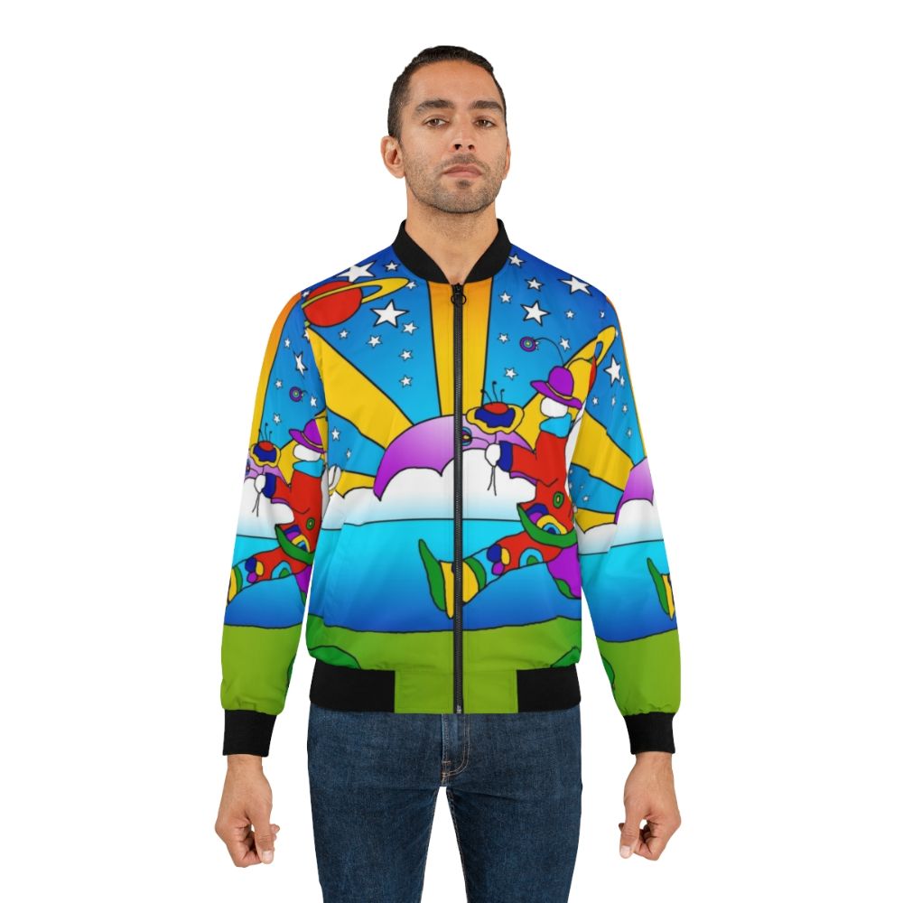 Psychedelic 60s bomber jacket with pop art and hopeful motifs - Lifestyle