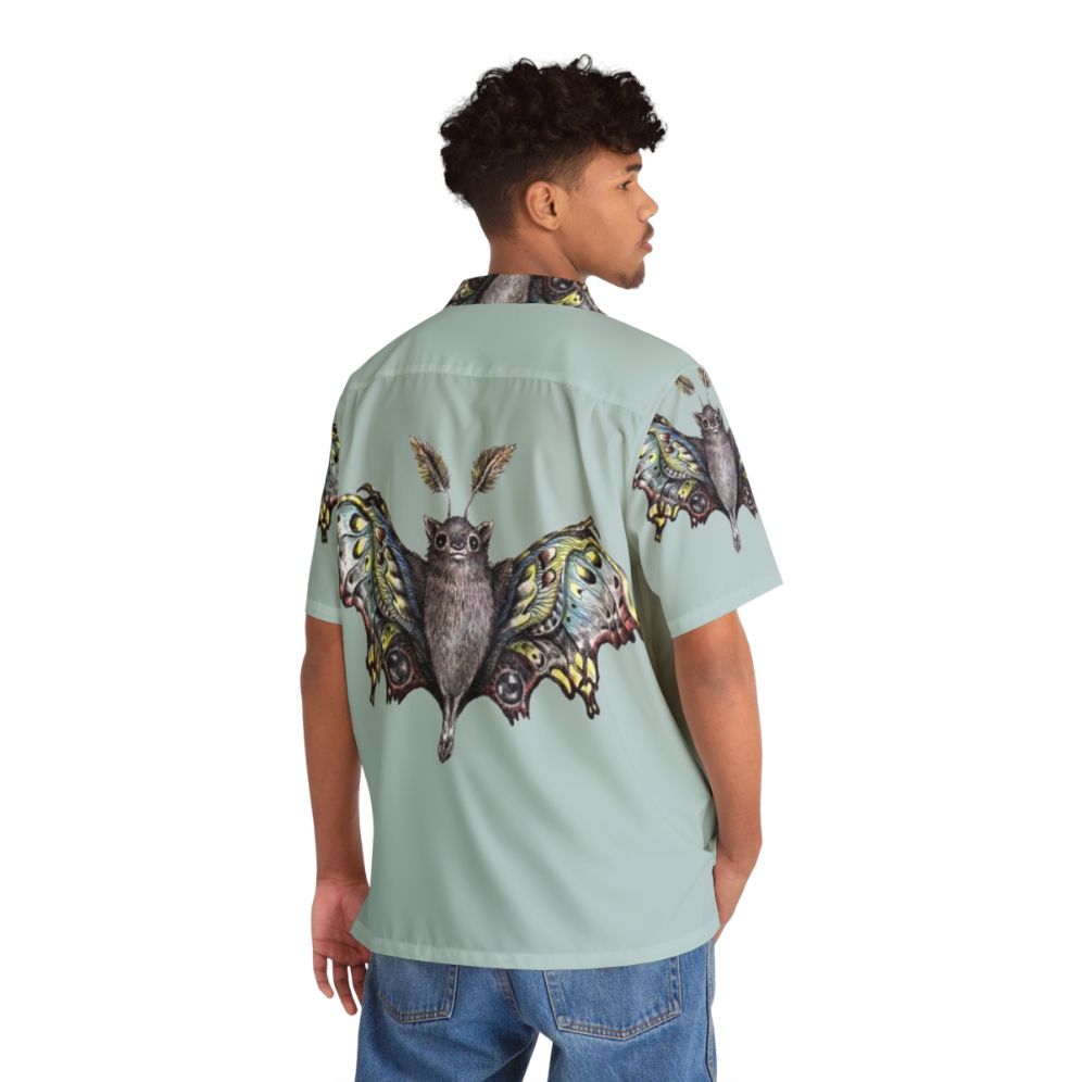 Butterbat Hawaiian shirt with fantasy creature inspired floral print - People Back