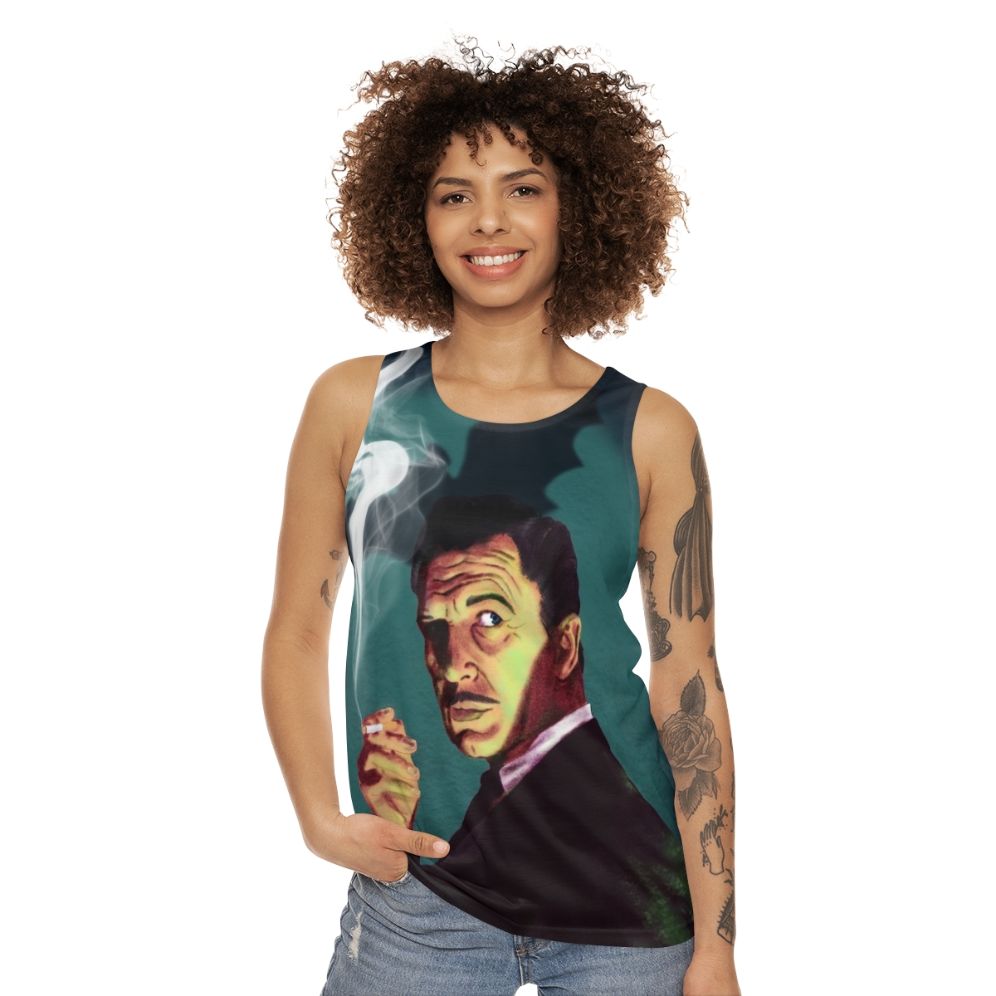 Unisex tank top featuring retro image of actor Vincent Price - women