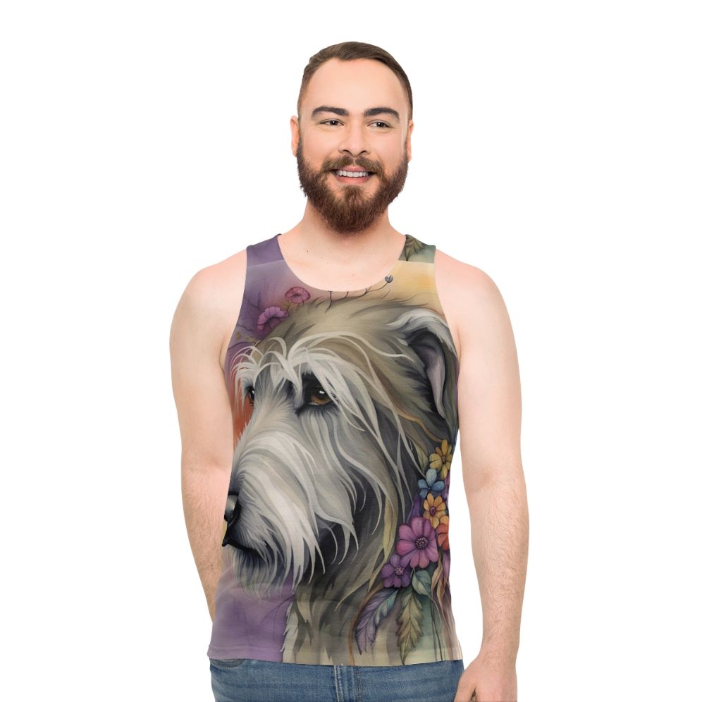 Bohemian Irish Wolfhound Floral Watercolor Tank Top - men