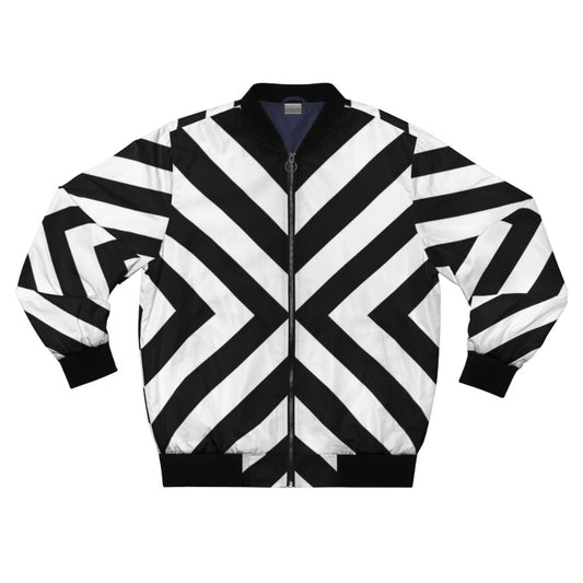 Black and white minimalist pattern bomber jacket