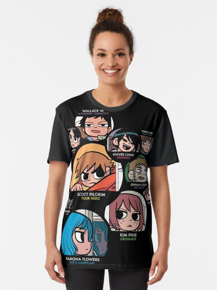 Scott Pilgrim graphic t-shirt featuring the main characters from the popular indie comic and movie - Women