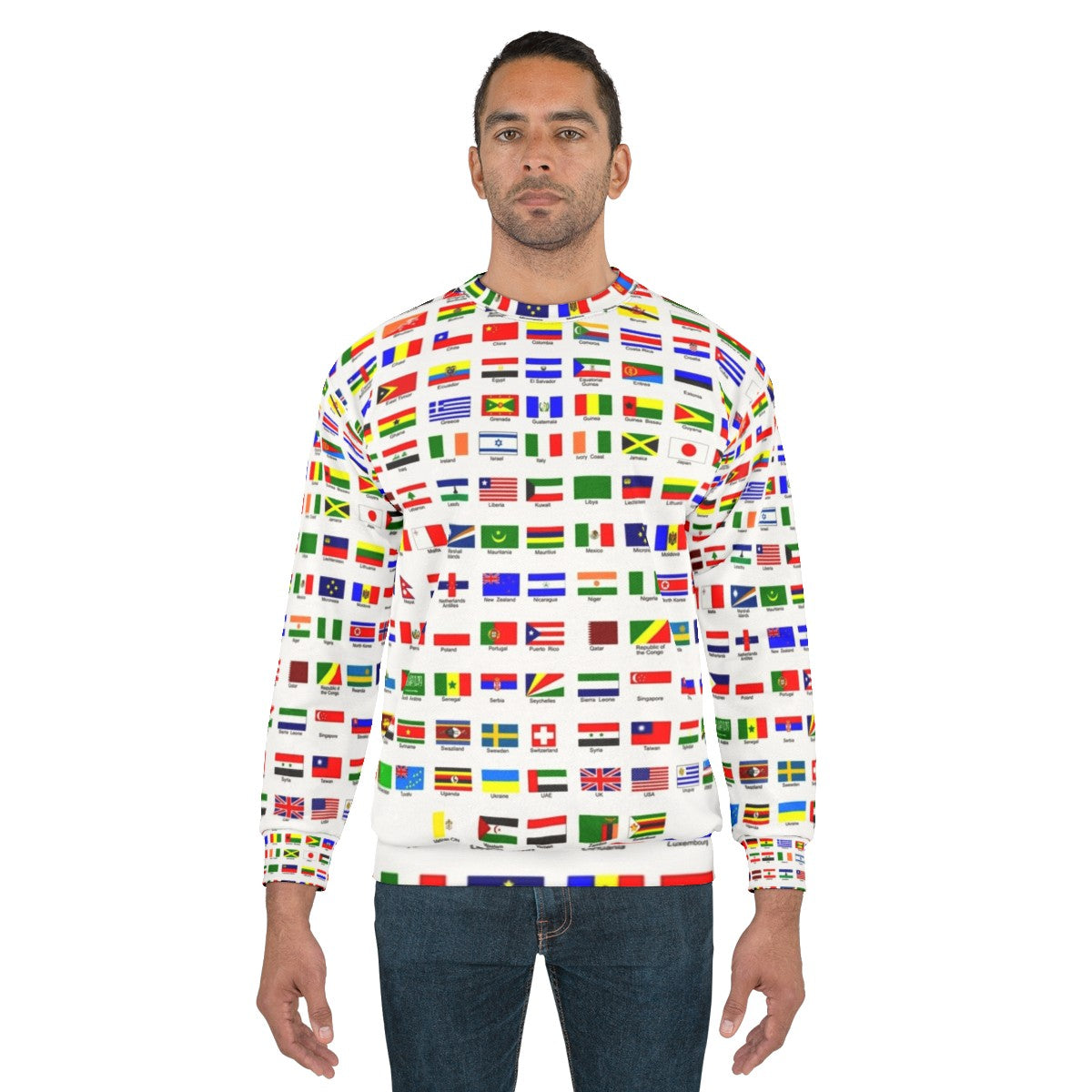 Sweatshirt featuring flags of countries around the world - men