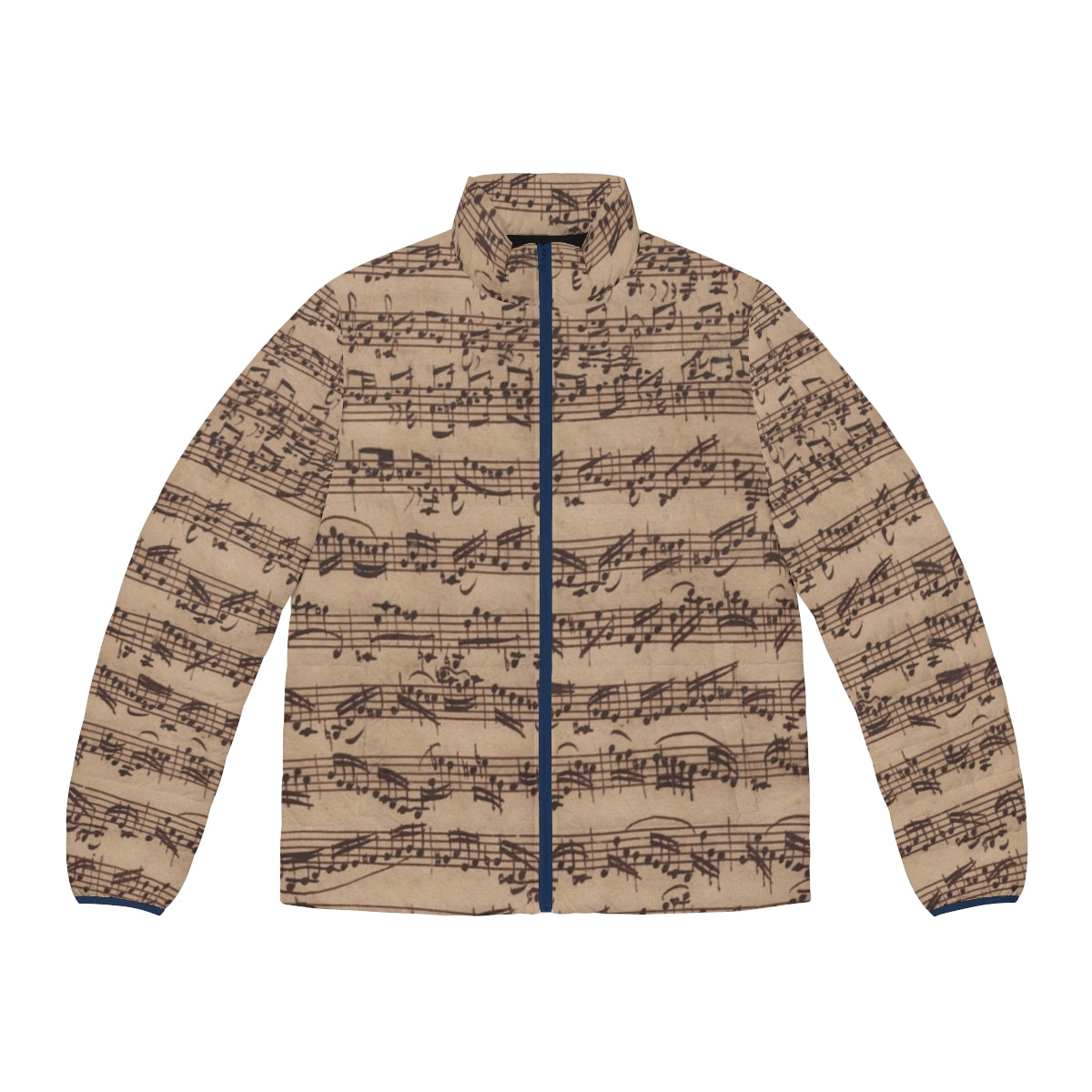 Bach Chaconne Puffer Jacket with classical music instruments