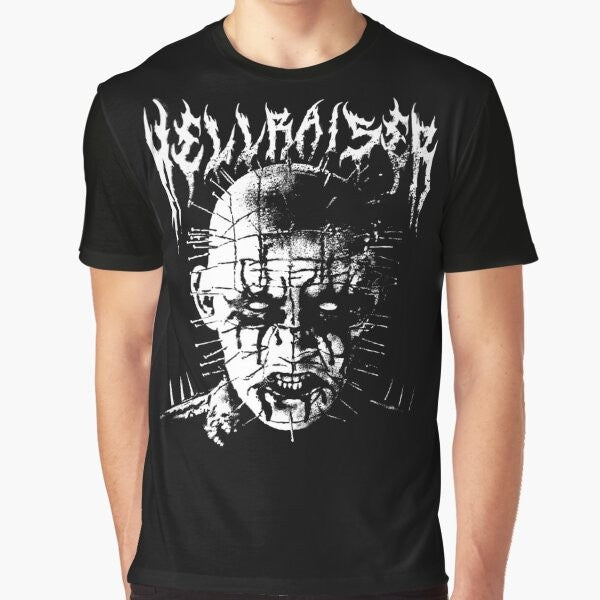 Black Metal Pinhead Horror Graphic T-Shirt