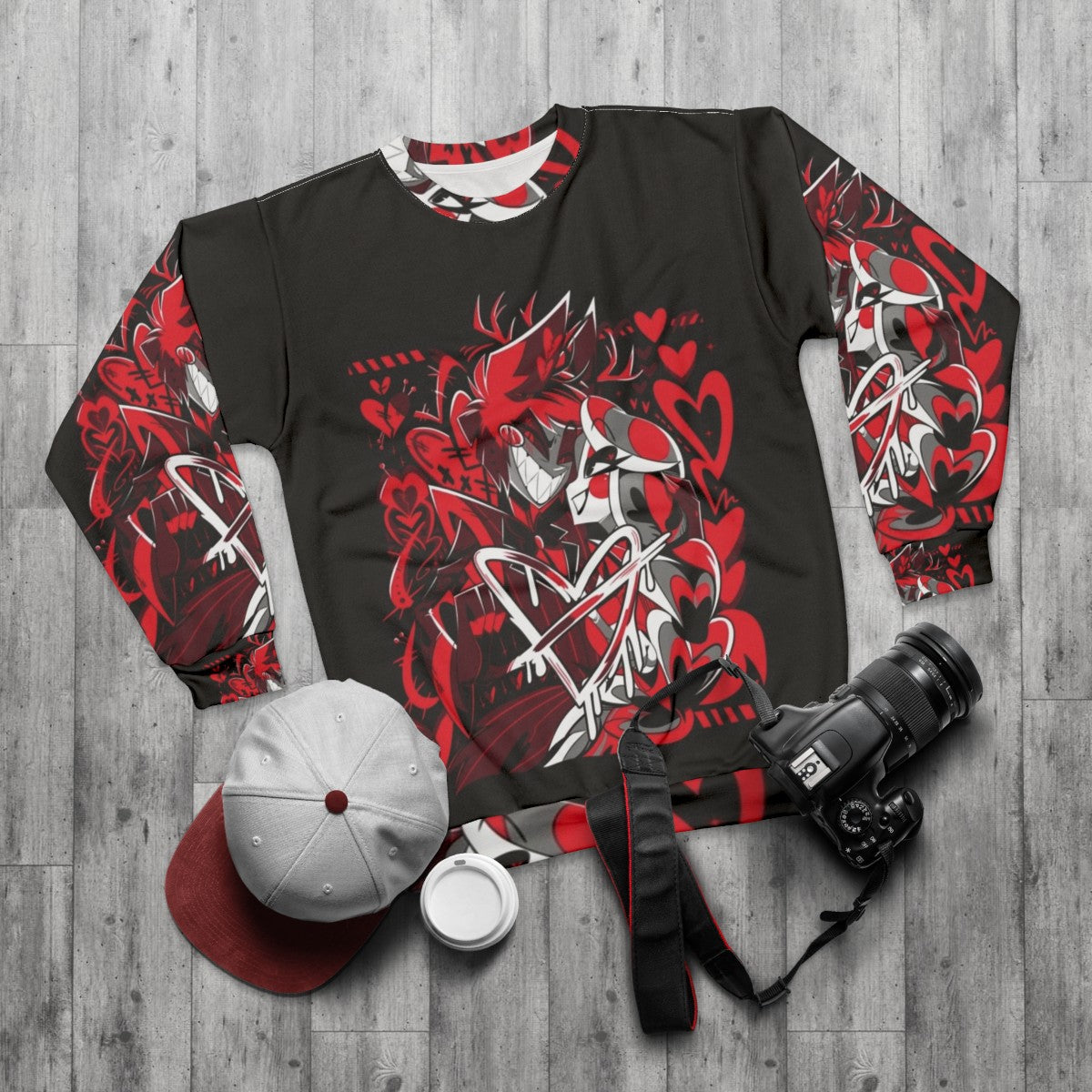 Hazbin Hotel Alastor and Charlie Sweatshirt - flat lay