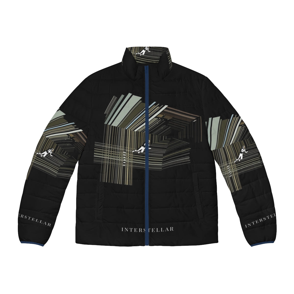 Interstellar puffer jacket with galaxy print design