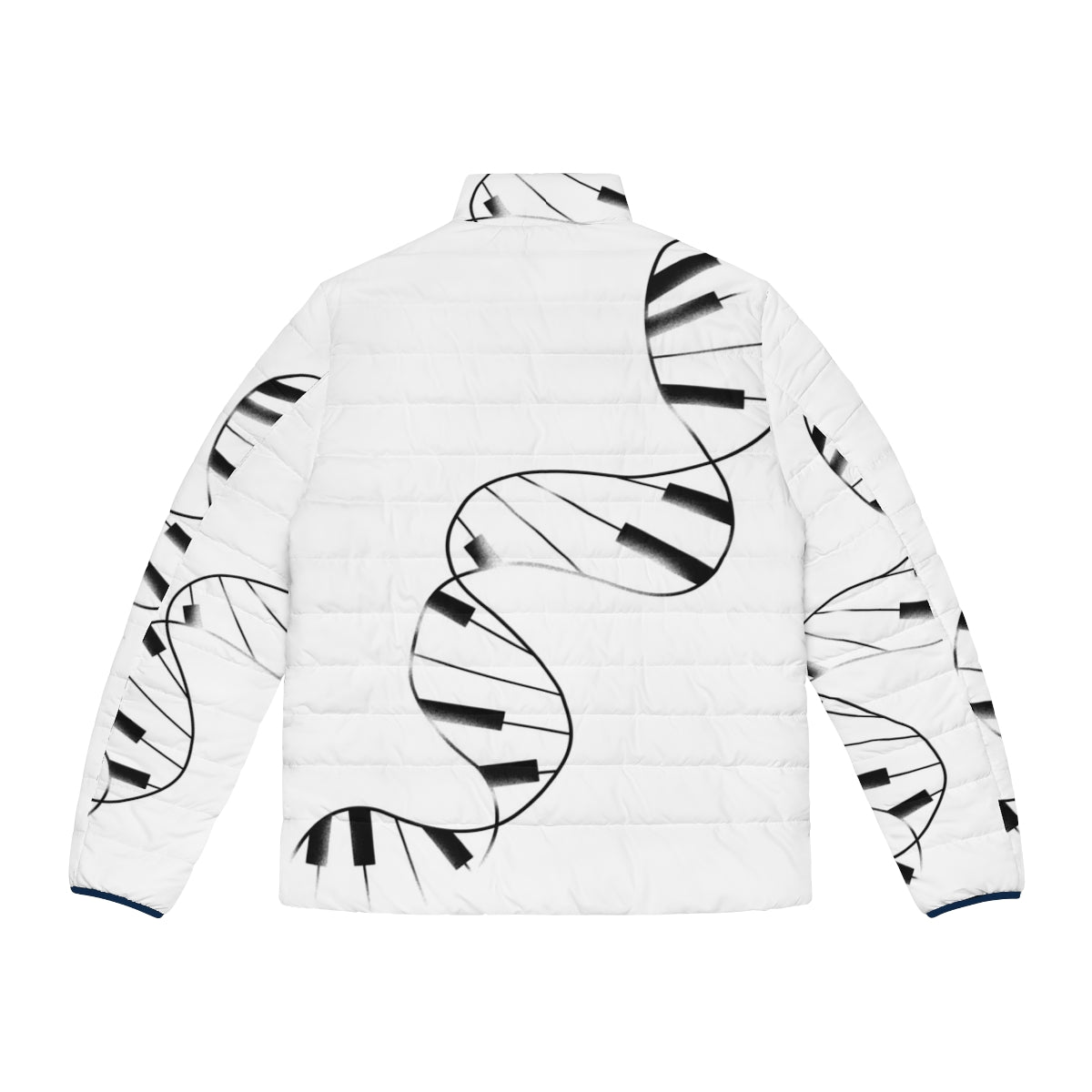 DNA Piano Puffer Jacket with musical notes and genetic pattern - Back